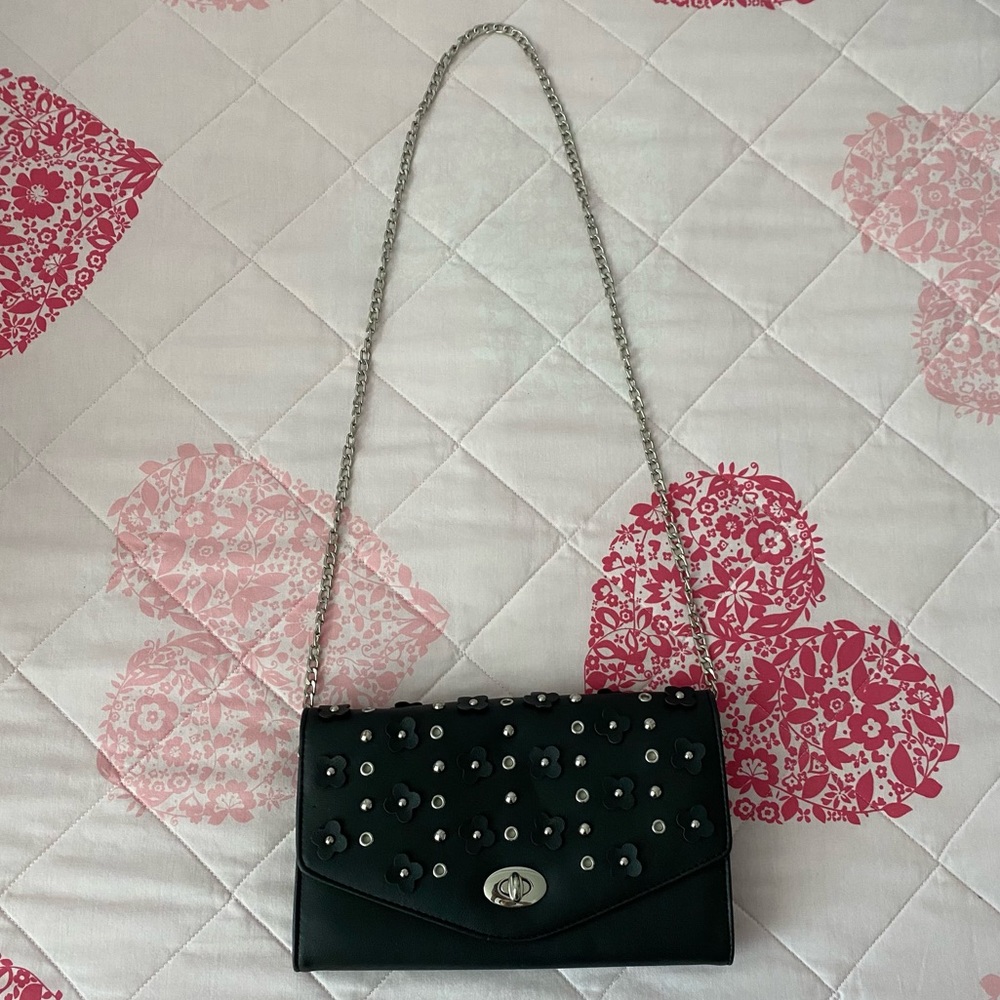 Catherine Malandrino Black Floral Appliqué Crossbody & Clutch
